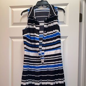 Calvin Klein striped sleeveless pleated dress